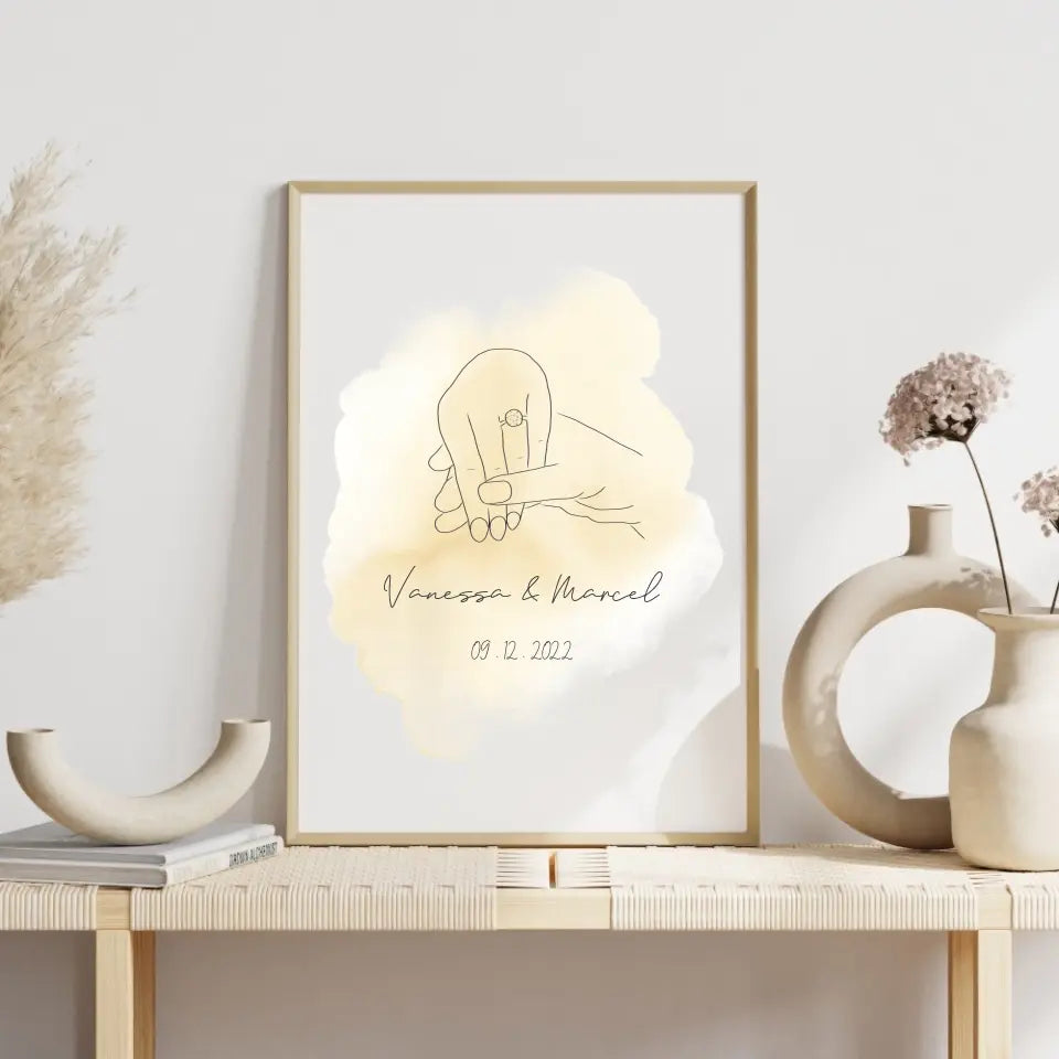 "She said yes" im Line Art Stil - Personalisiert