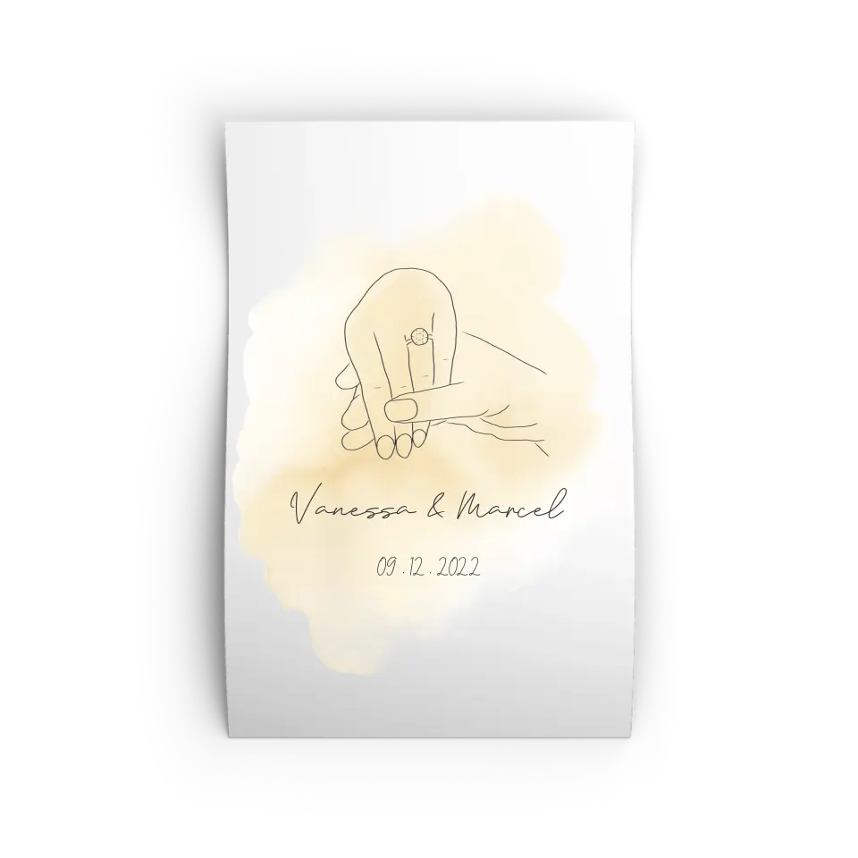 "She said yes" im Line Art Stil - Personalisiert