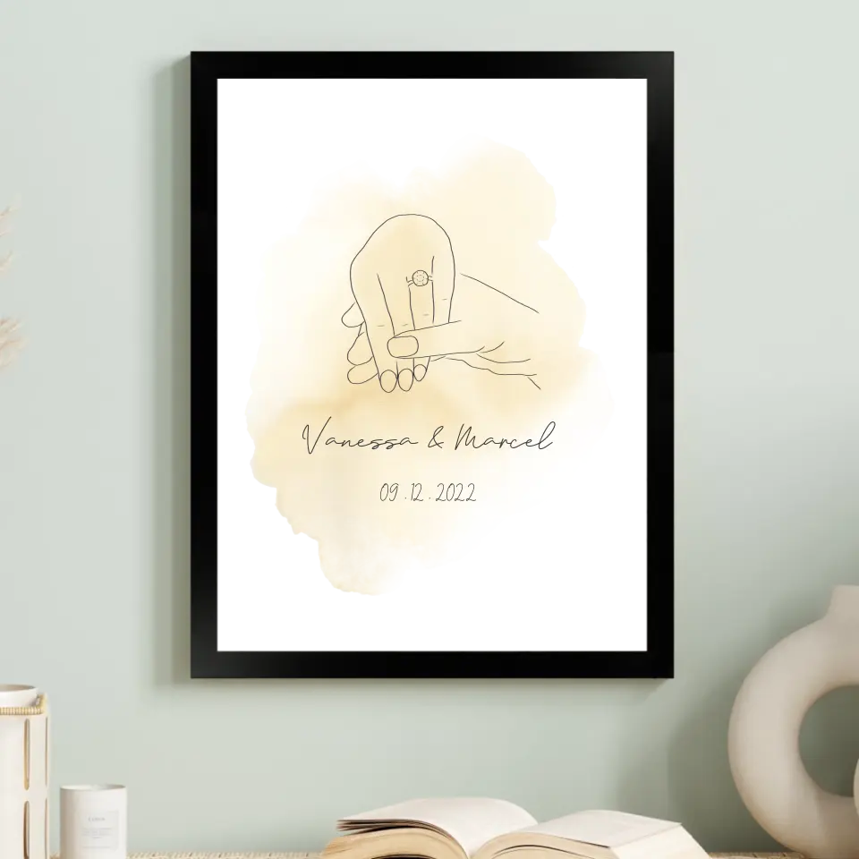 "She said yes" im Line Art Stil - Personalisiert