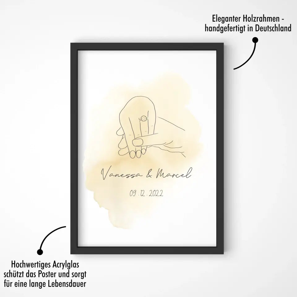 "She said yes" im Line Art Stil - Personalisiert