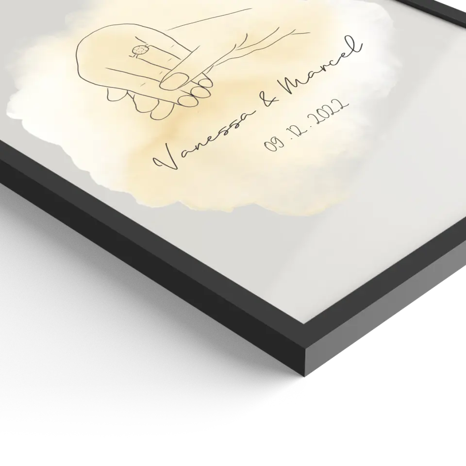 "She said yes" im Line Art Stil - Personalisiert