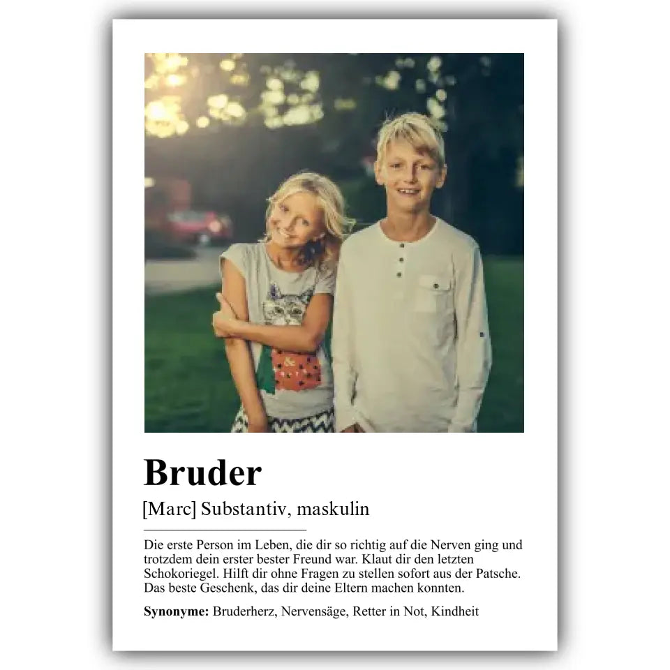 Bruder Definition - Personalisiert mit Foto