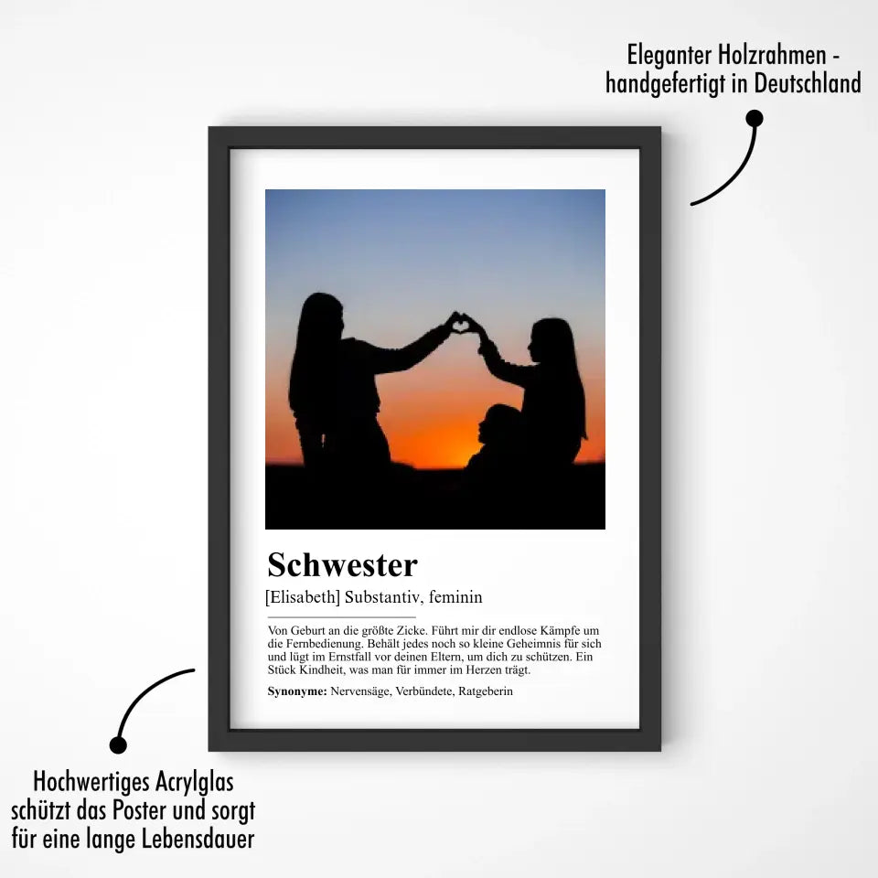 Schwester Definition - Personalisiert mit Foto