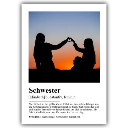 Schwester Definition - Personalisiert mit Foto