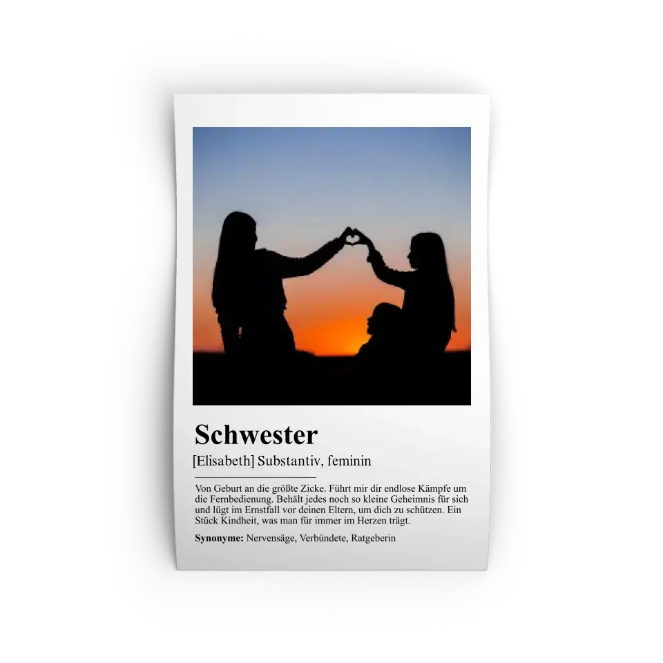 Schwester Definition - Personalisiert mit Foto