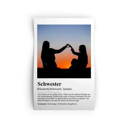 Schwester Definition - Personalisiert mit Foto