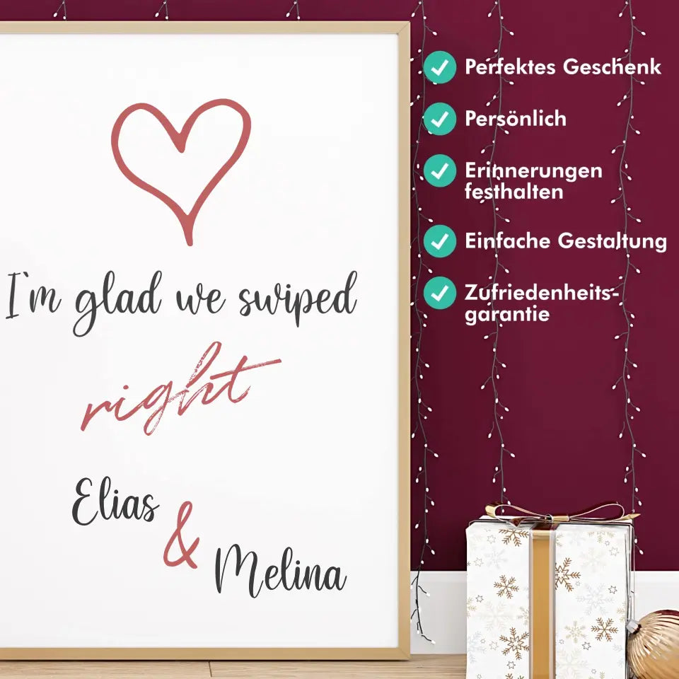 "glad we swiped" - Personalisiert