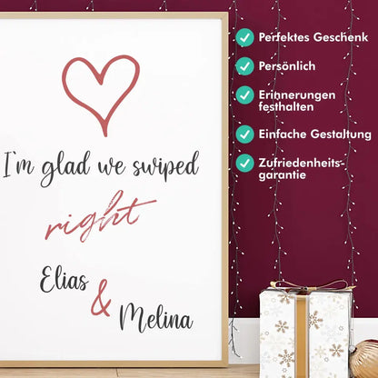 "glad we swiped" - Personalisiert