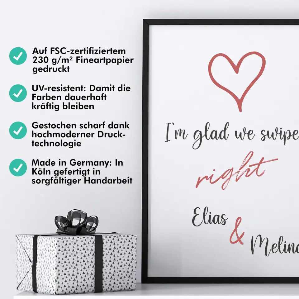 "glad we swiped" - Personalisiert