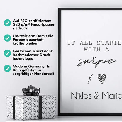 "started with a swipe" - Personalisiert