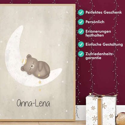 "Bär auf Halbmond" - Personalisiert