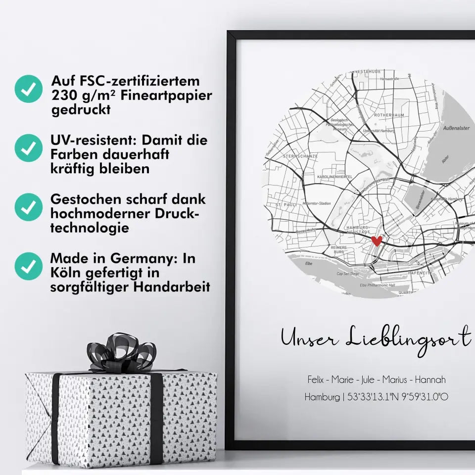 "Lieblingsort" Karte - Personalisiert