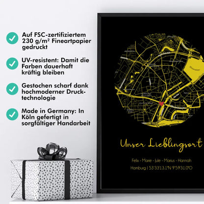 "Lieblingsort" Karte als Gold Edition - Personalisiert