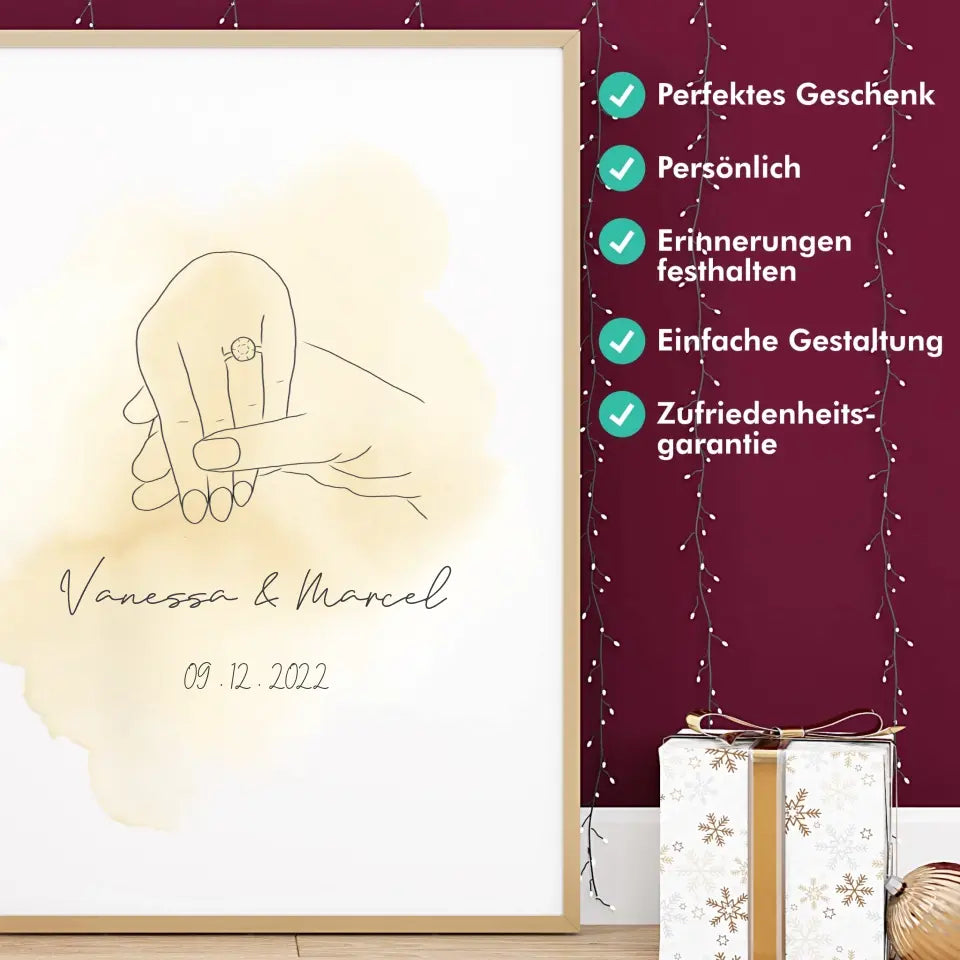 "She said yes" im Line Art Stil - Personalisiert