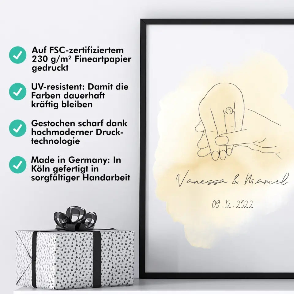 "She said yes" im Line Art Stil - Personalisiert