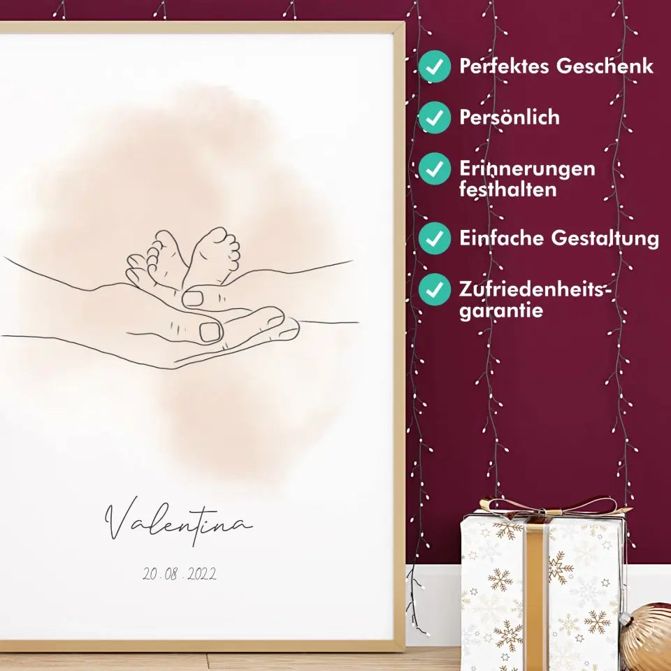 "Babyfüße" im Line Art Stil - Personalisiert