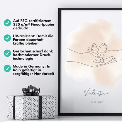 "Babyfüße" im Line Art Stil - Personalisiert