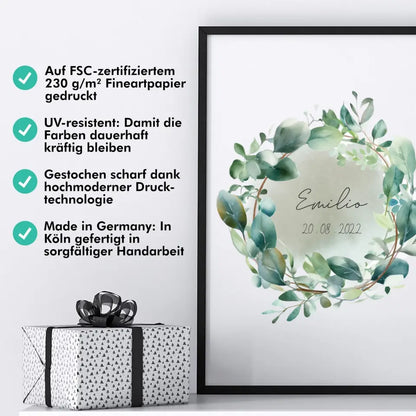 Eukalyptus Geburtsposter - Personalisiert