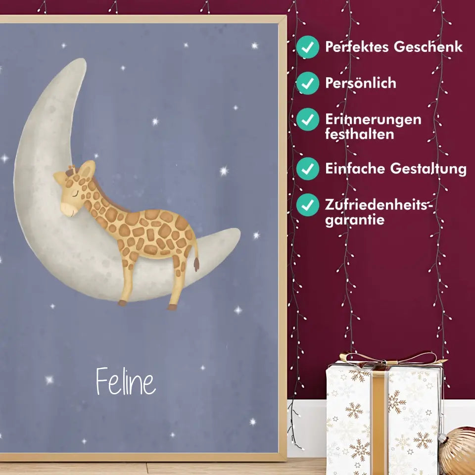 "Giraffe auf dem Halbmond" - Personalisiert