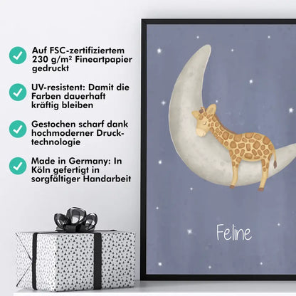 "Giraffe auf dem Halbmond" - Personalisiert