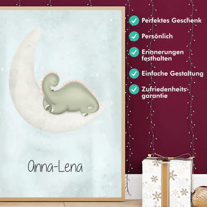 "Dino auf dem Halbmond" - Personalisiert