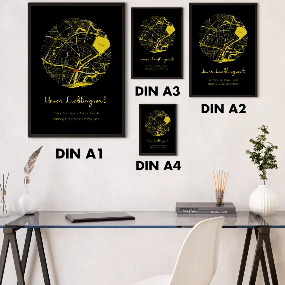 "Lieblingsort" Karte als Gold Edition - Personalisiert