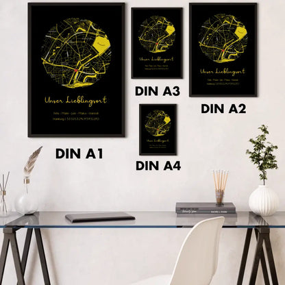 "Lieblingsort" Karte als Gold Edition - Personalisiert