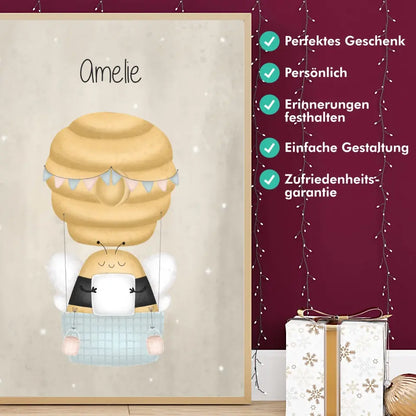 "Biene im Heißluftballon" - Personalisiert