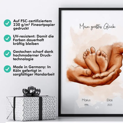 Papa mit Babyfüßen im Aquarell Stil - Personalisiert