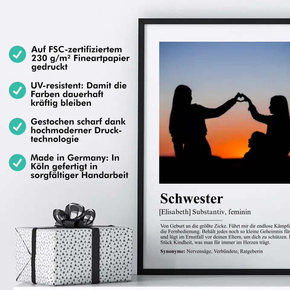 Schwester Definition - Personalisiert mit Foto