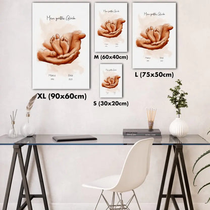 Papa mit Babyfüßen im Aquarell Stil - Personalisiert