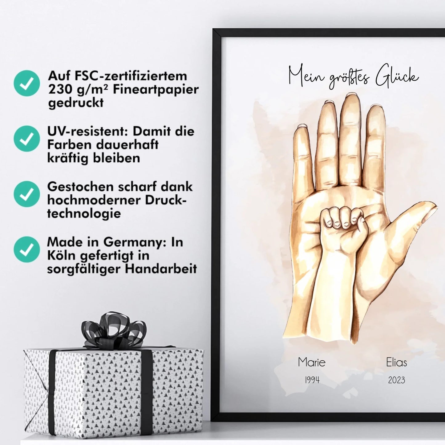 "Mutter mit 1-4 Kindern" im Aquarell Stil - Personalisiert