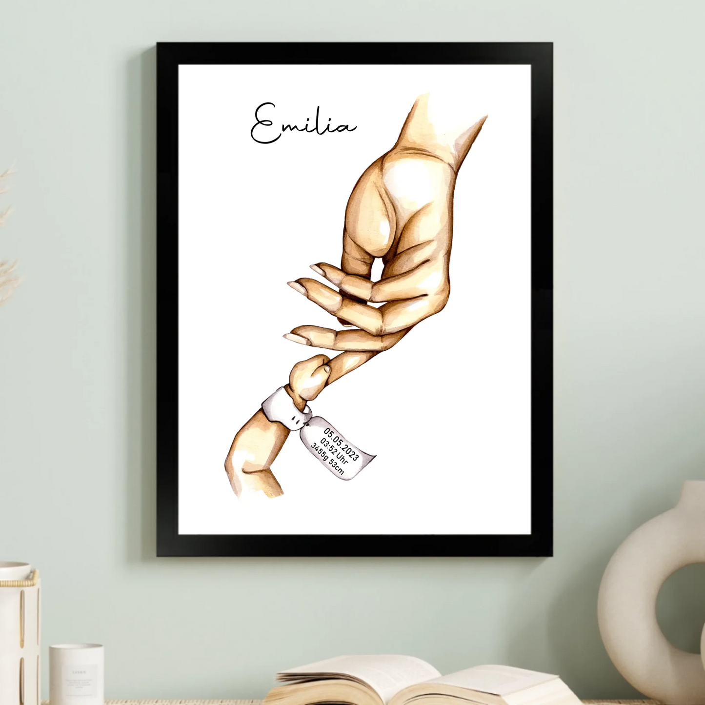 "Mutter-Kind" im Aquarell Stil - Personalisiert